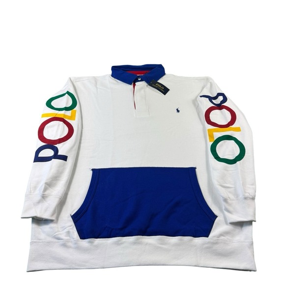 Polo Ralph Lauren Colorblock Rugby Spellout Men's L/S Heavy Polo Shirt XLT NWT